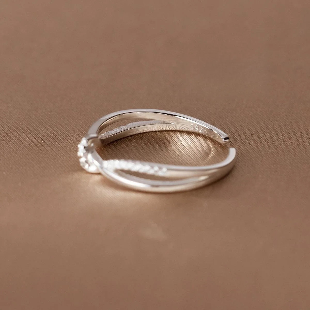 925 Sterling Silver Cross Knotting Zircon Rings For Women