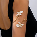 Elegant Sexy Flower Open Cuff Armlet for Women Vintage Enamel Glaze Craft Floral Adjustable Arm Bracelet