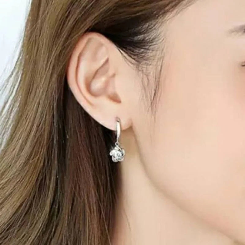 Trendy New Fashion Zircon 925 Silver Earrings For Women Simple Plum Blossom