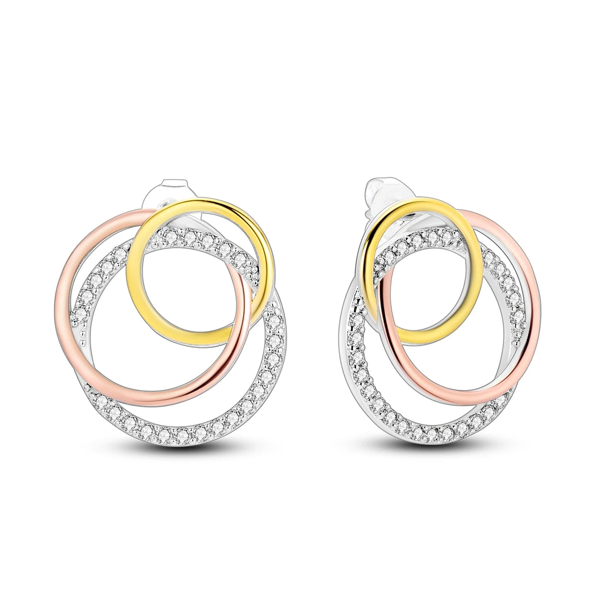 Elegant S925 Sterling Silver 18k Gold Classic Knot Stud Earrings For Ladys