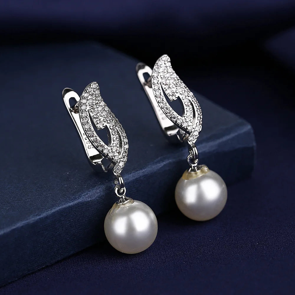 Luxury 925 Sterling Silver Earrings  High Quality White Zircon Earrings