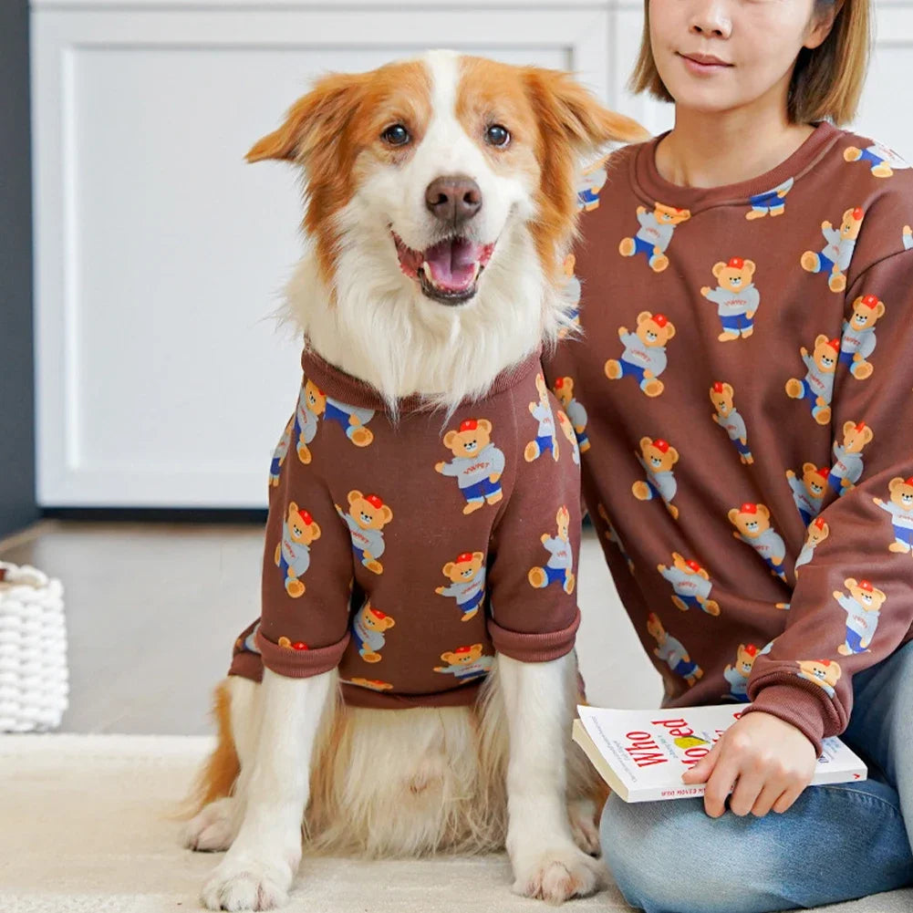 Universal Bear Pattern Pet T-shirt Pure Cotton Soft Breathable Dog Shirt for Medium to Large Dogs