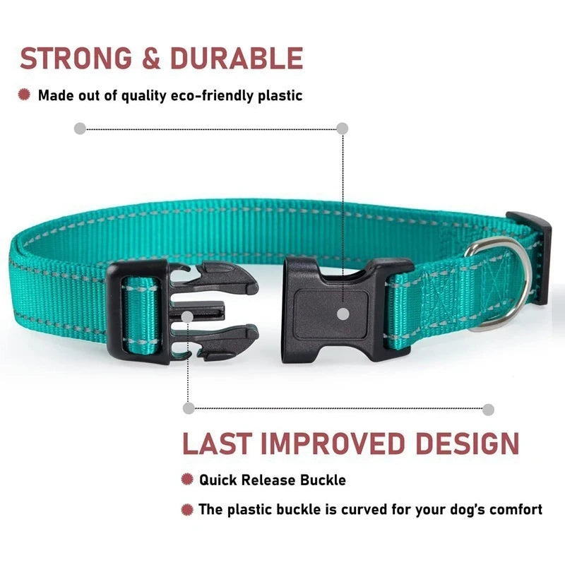 Reflective Dog Collar Medium Dogs Adjustable Soft Nylon Collar Buckle