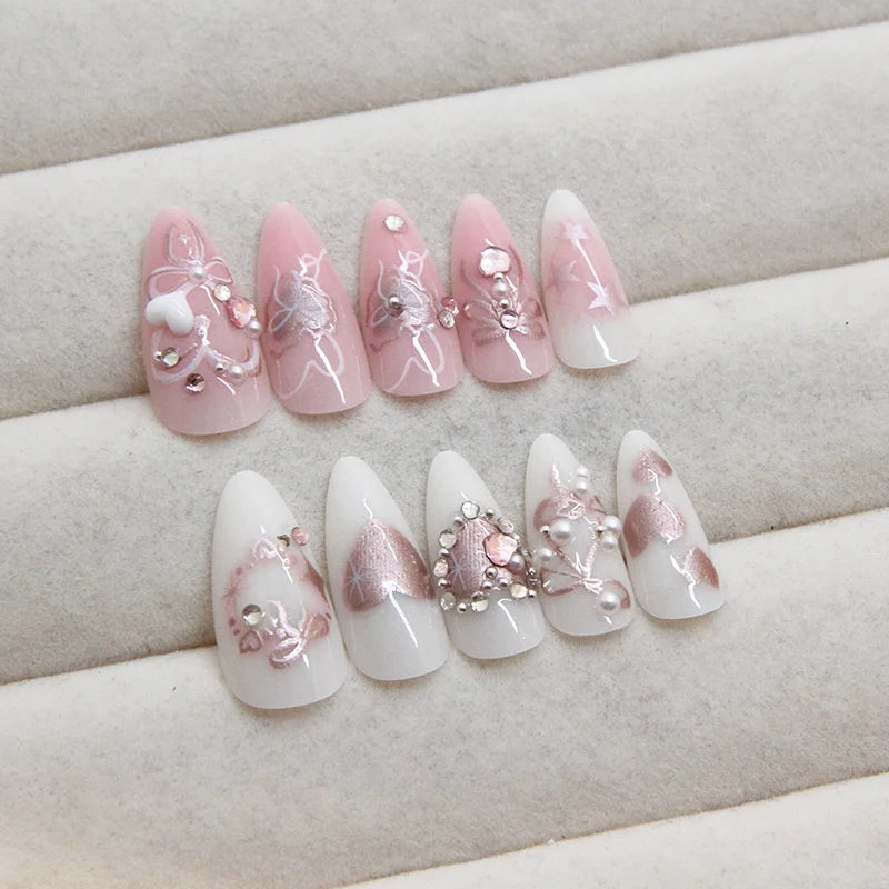 24Pcs/set Sweet Bow False Nails Press On Nails