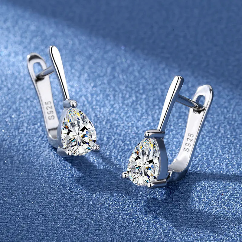 Luxury 925 Sterling Silver Earrings  High Quality White Zircon Earrings