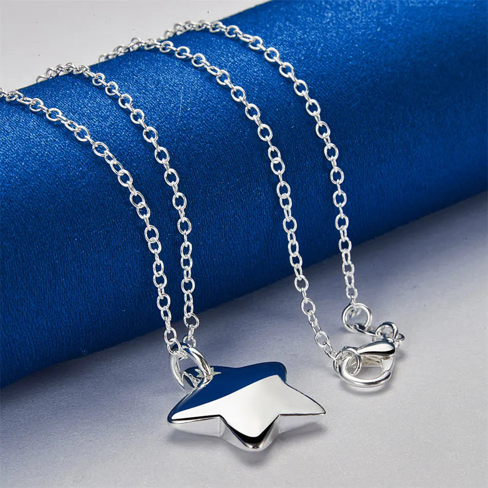 925 sterling silver 16-30 inch sparkling star pendant necklace for women