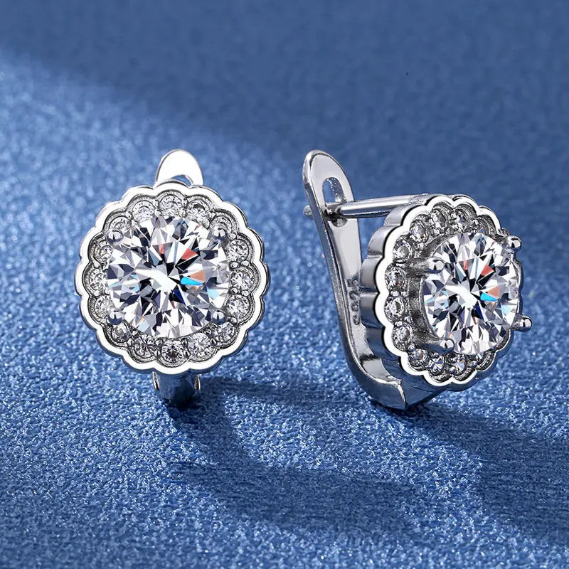 Luxury 925 Sterling Silver Earrings  High Quality White Zircon Earrings