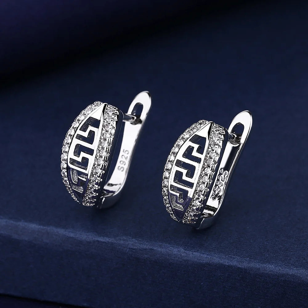 Luxury 925 Sterling Silver Earrings  High Quality White Zircon Earrings