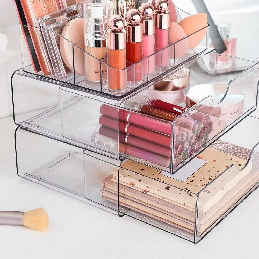 Clear Makeup Organizer With Drawers, Cosmetic Storage Display For Dresser, Countertop, And Bathroom