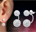 Beautiful 925 Sterling Silver Fashion U Bend Shiny Shambhala Ball Ladies Stud Earrings