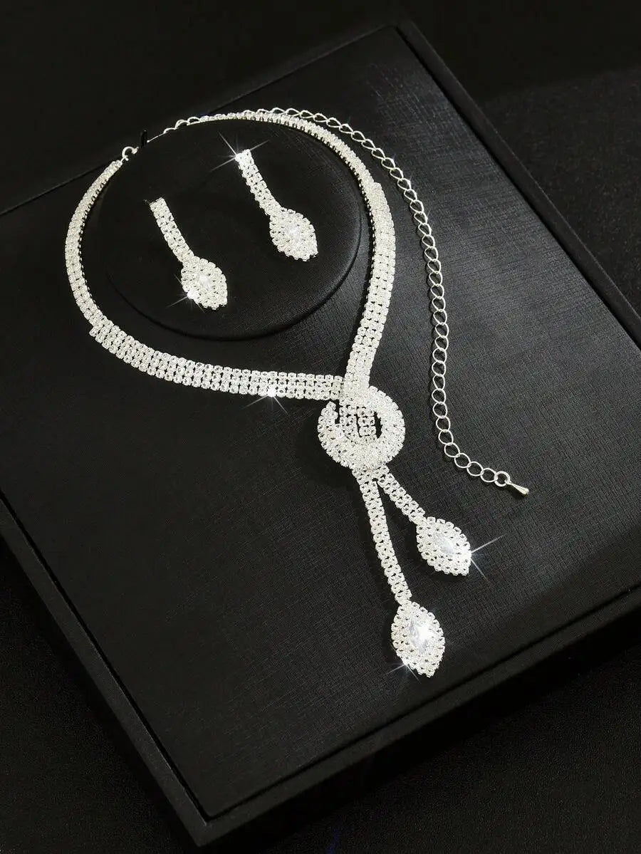 Luxury Necklace + 1 Pair Earrings Women Jewelry Set, Suitable For Daily Wear