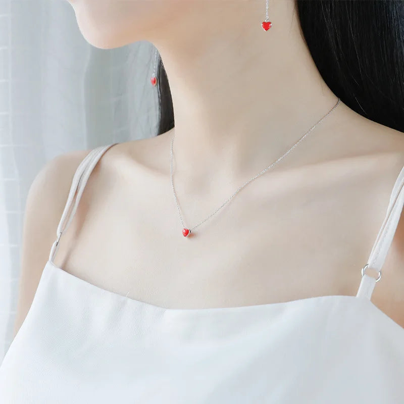 Elegant 925 Sterling Silver Jewelry Heart Choker Necklaces for Women