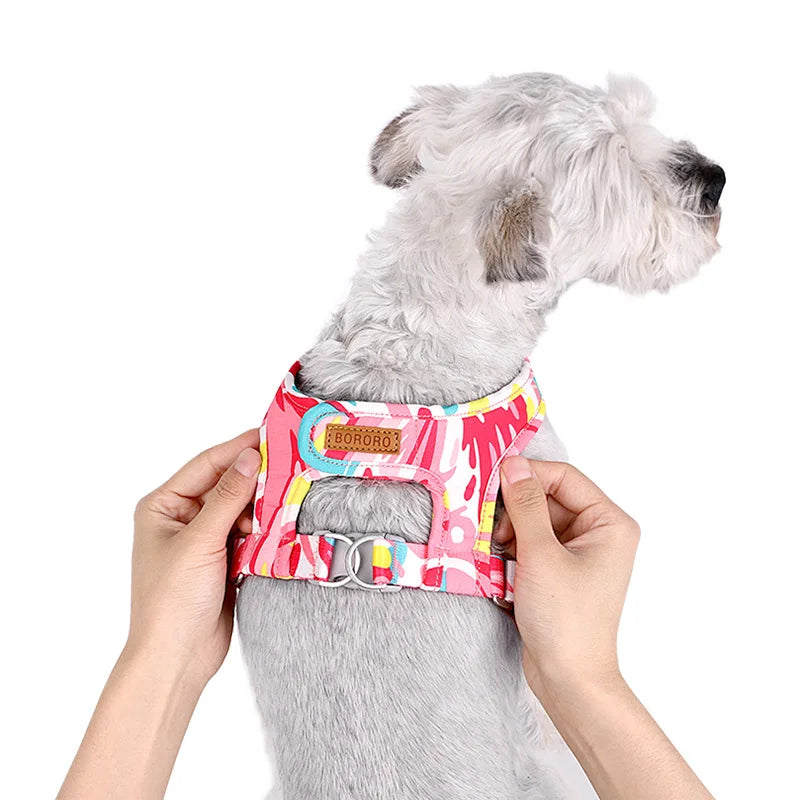 Dog Cat Harness Adjustable Vest Walking Lead Leash For Puppy Dogs Collar Polyester Mesh Harness