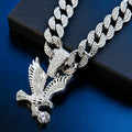 Gorgeous spread wings eagle pendant, Cuban necklace, men and women