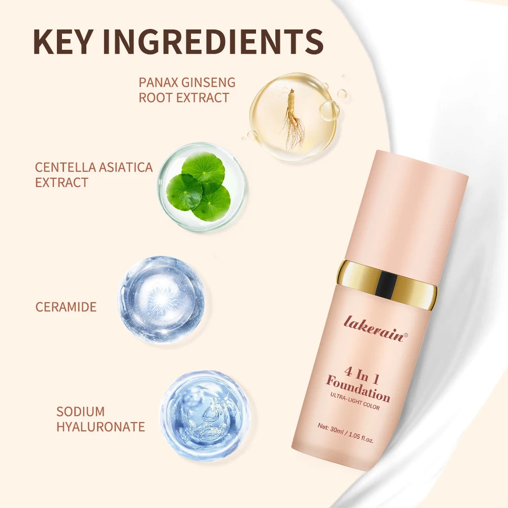 4 In 1 Foundation Long-wearing Moisturizing Waterproof Concealer Even Skin Tone