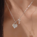 Sterling Silver Heart Shape Necklace Geometric Shape Pendant