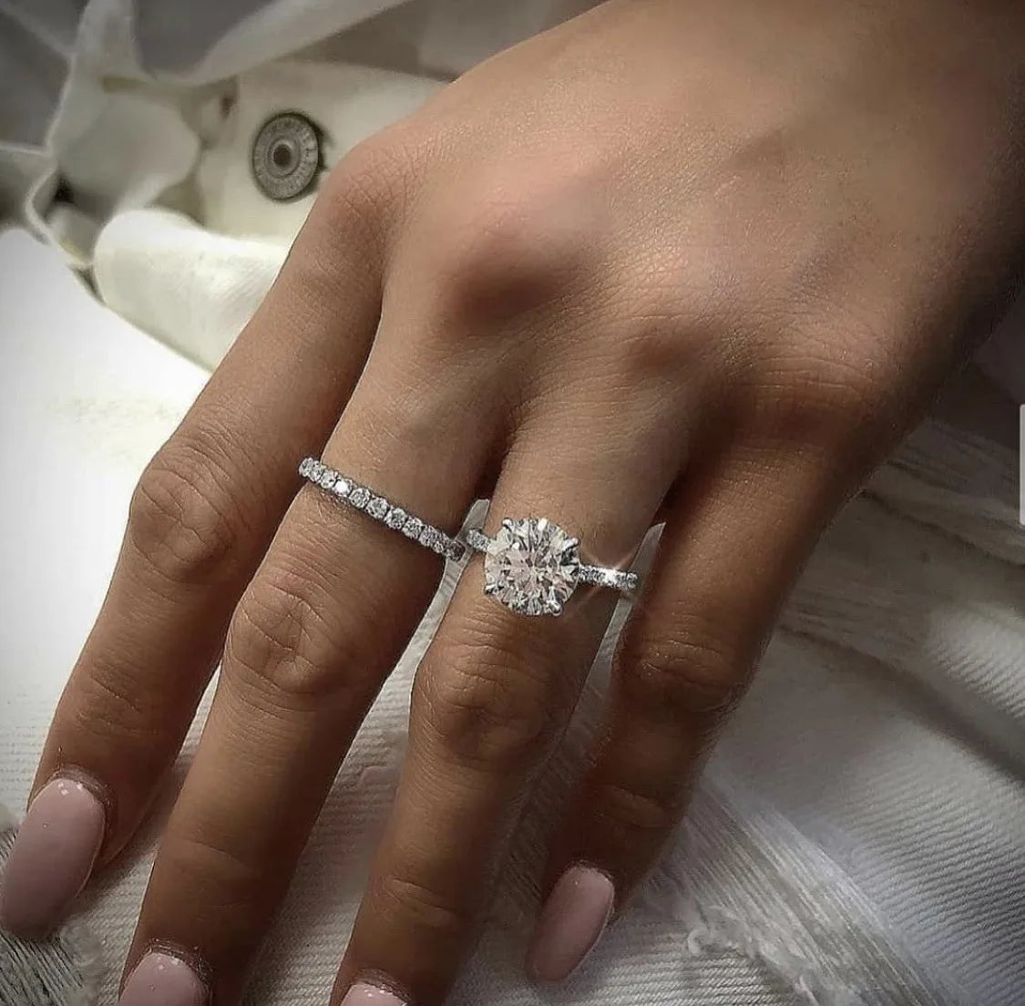 Women's Ring Set Silver Plated with Cubic Zirconia
