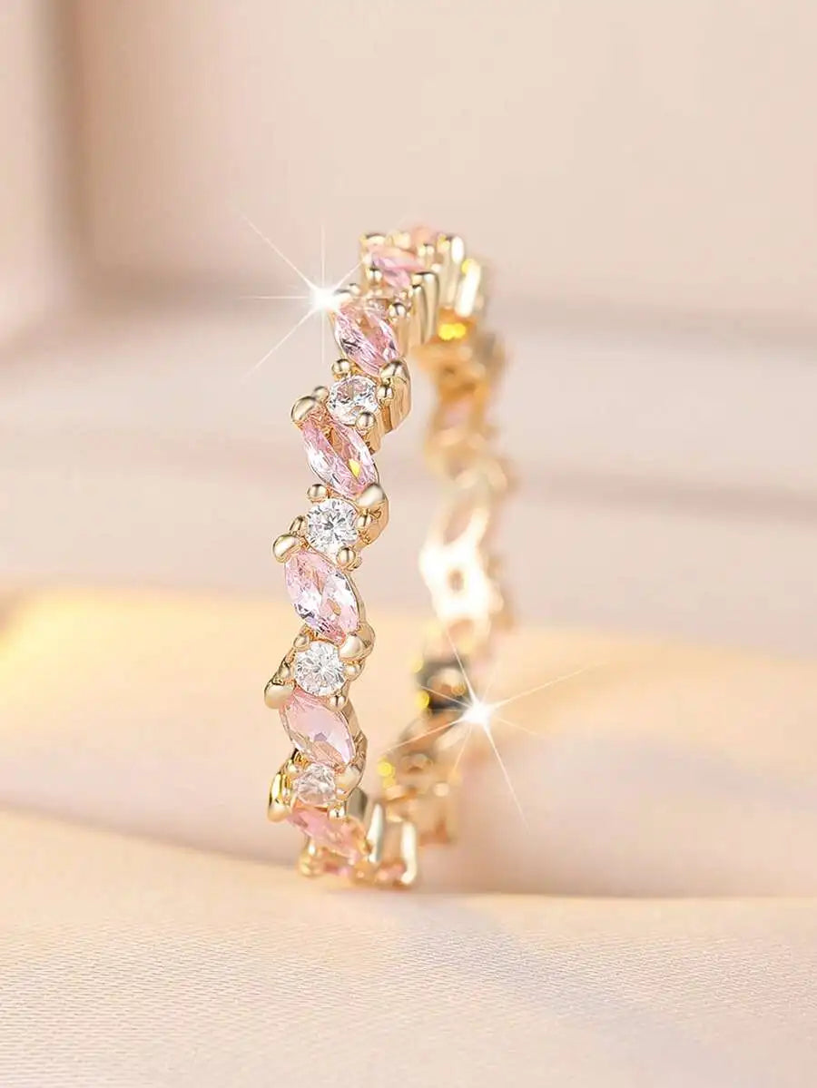 Bohemian Style Black Cubic Zirconia Full Eternity Ring For Women