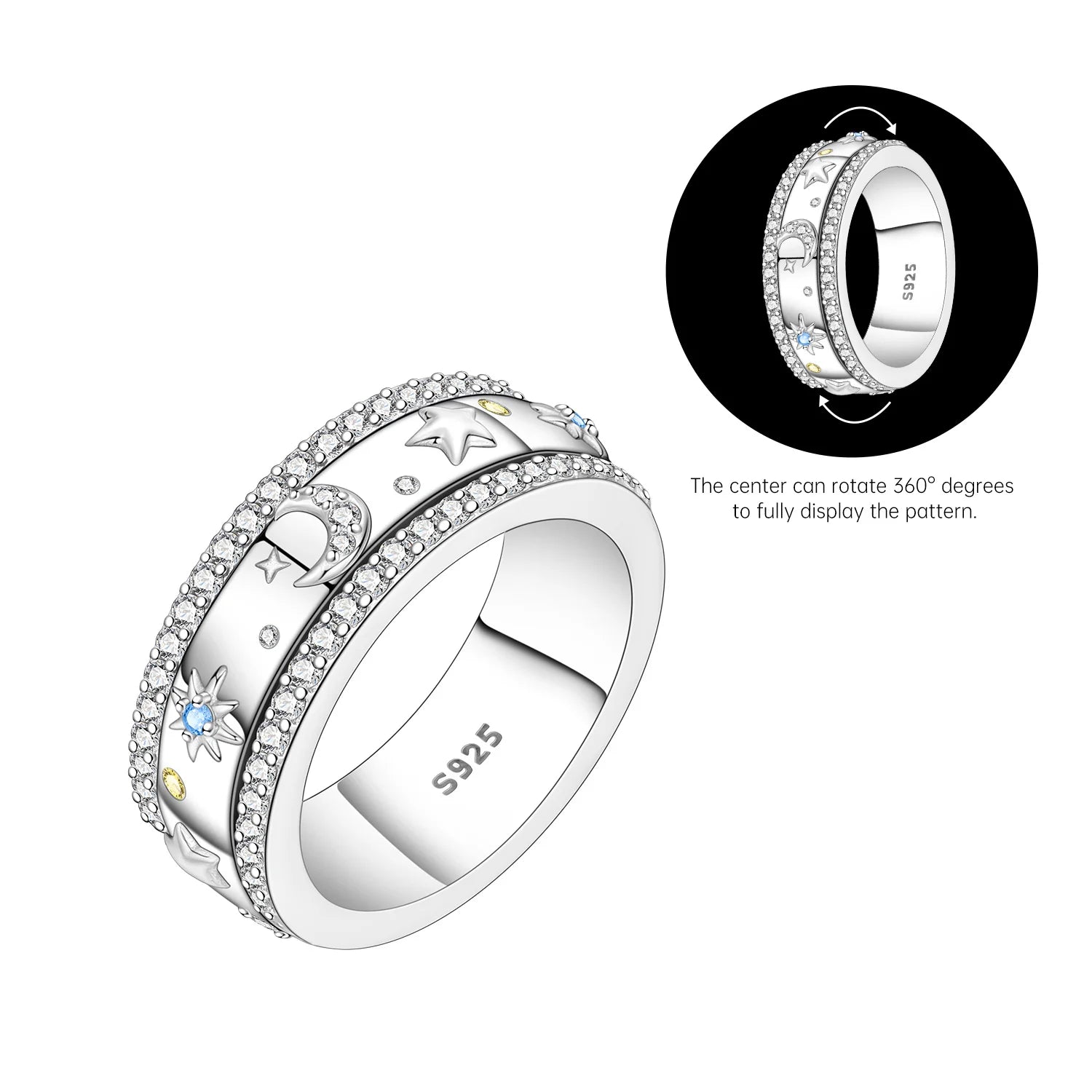 Elegant S925 Sterling Silver Vintage Pattern Closed Ring For Women