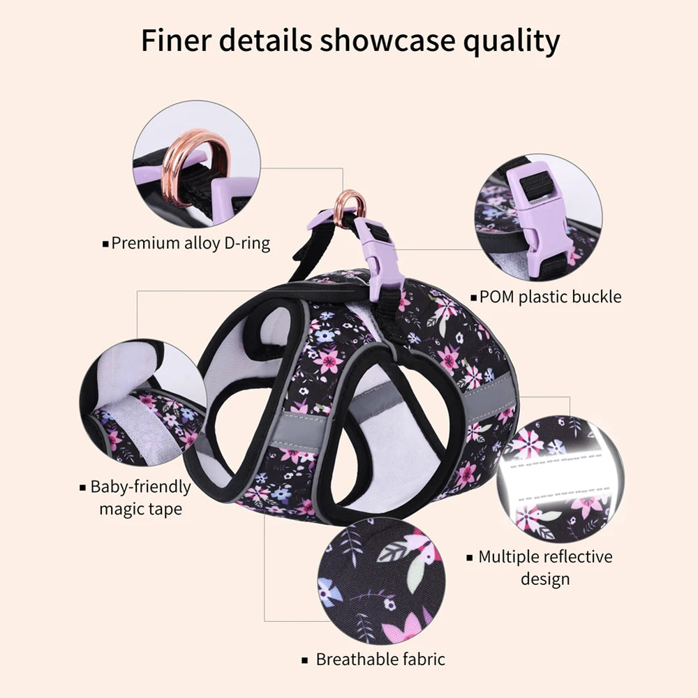 Small Dog Harness Leash Set Cute Traction Bracelet Medium Cat Collar Vest Harness Adjustable