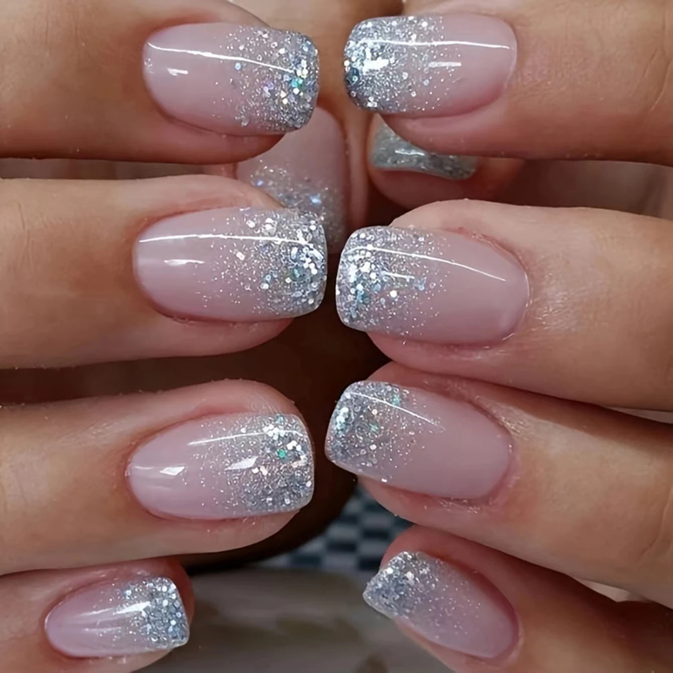 24Pcs French Tip Handmade Press On Nails Minimalist Solid Color Fake Nails Medium Square Full Cover Press On Nail Tips