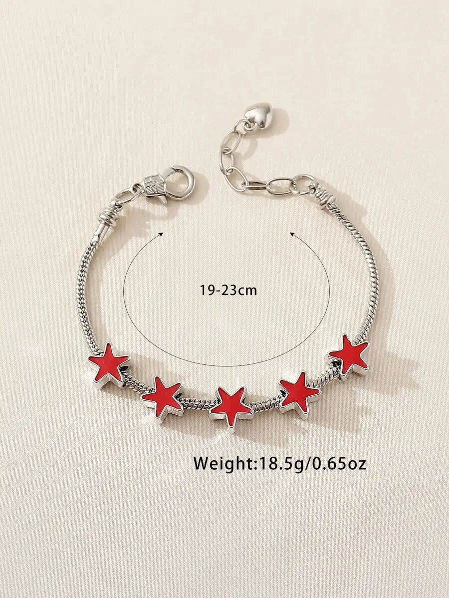 Cute Simple & Stylish Five-pointed Star Shaped Personalized Chain Bracelet For Women