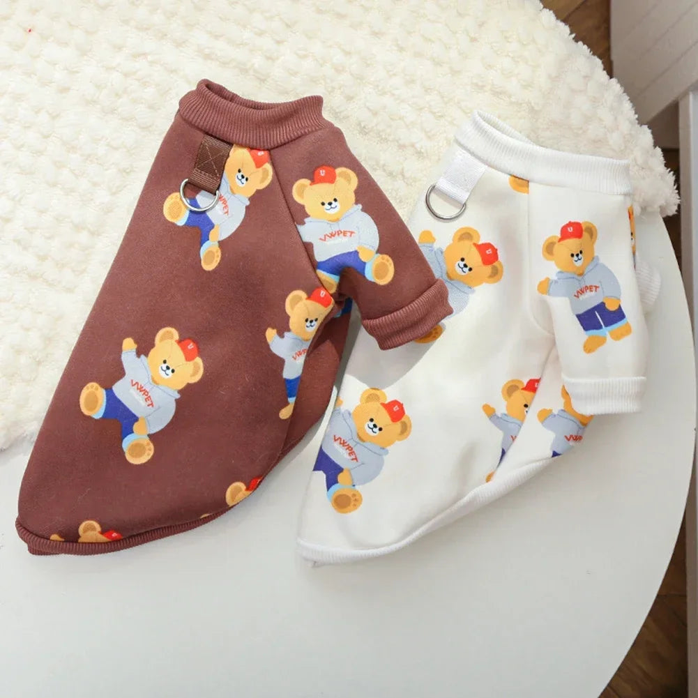 Universal Bear Pattern Pet T-shirt Pure Cotton Soft Breathable Dog Shirt for Medium to Large Dogs