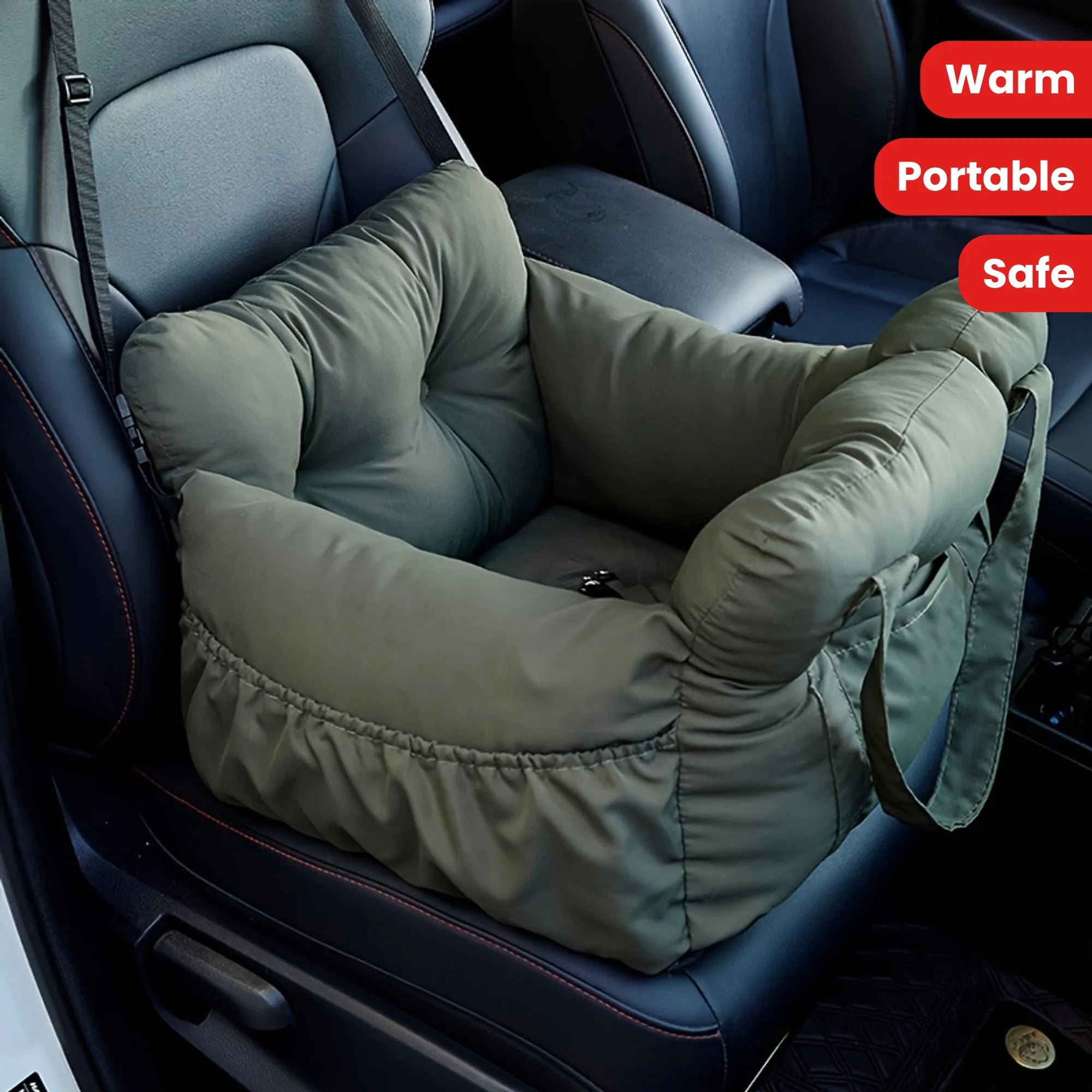 Dog Car Seat with Safety Belt - Non-Slip for Small Dogs, Washable