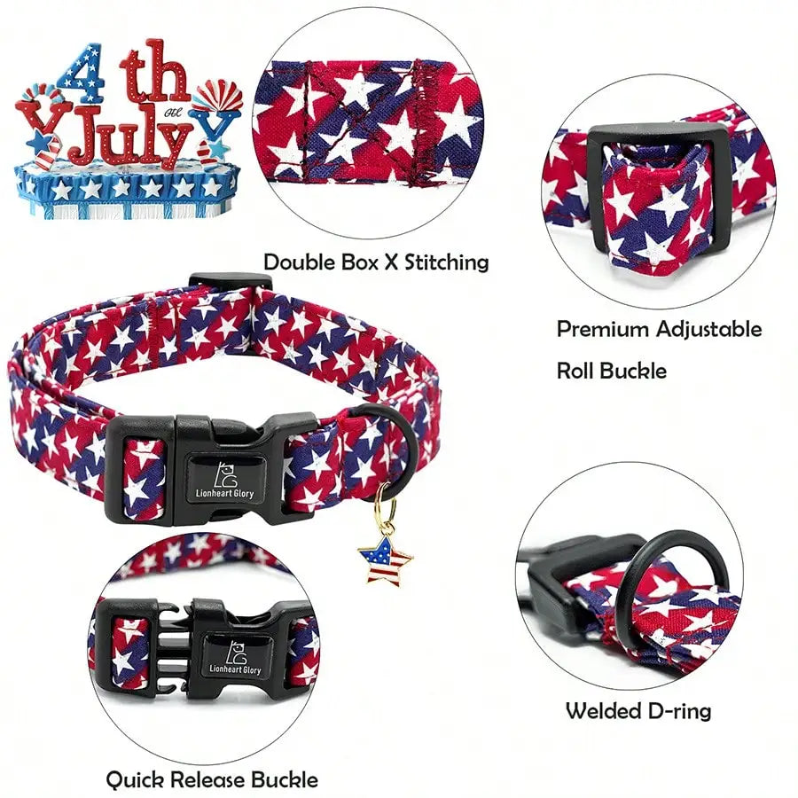 4th Of July Independence Day Patriotic Pet Collar American Flag Pattern Adjustable