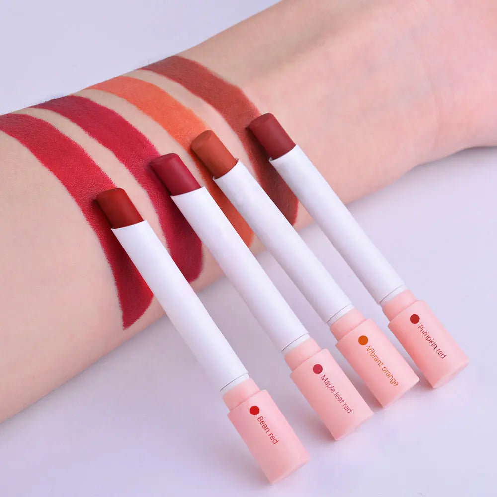 4 Colors Cigarette Shaped Lip Gloss Set Matte Velvet High Pigment Waterproof