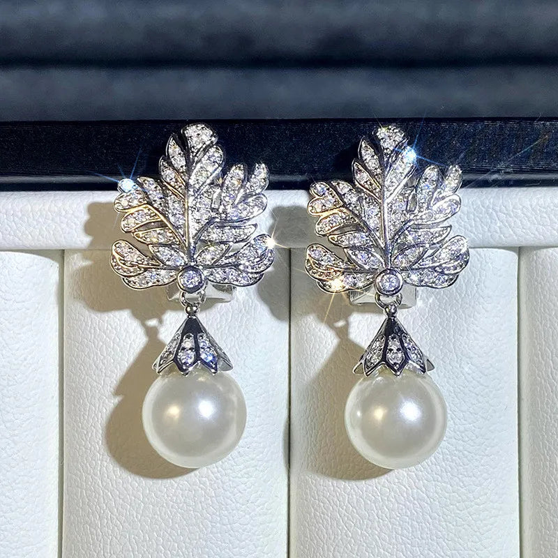 925 Sterling Silver Leaf Pendant Earrings for Women