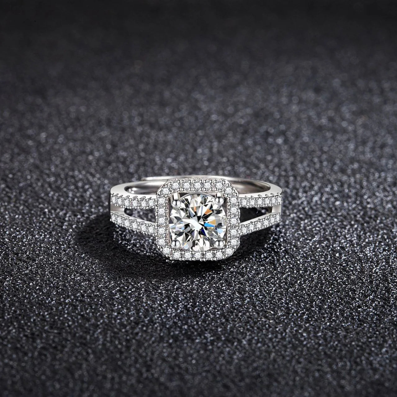 Luxury 925 Sterling Silver Plated Ring Sparkling Cubic Zirconia Elegant