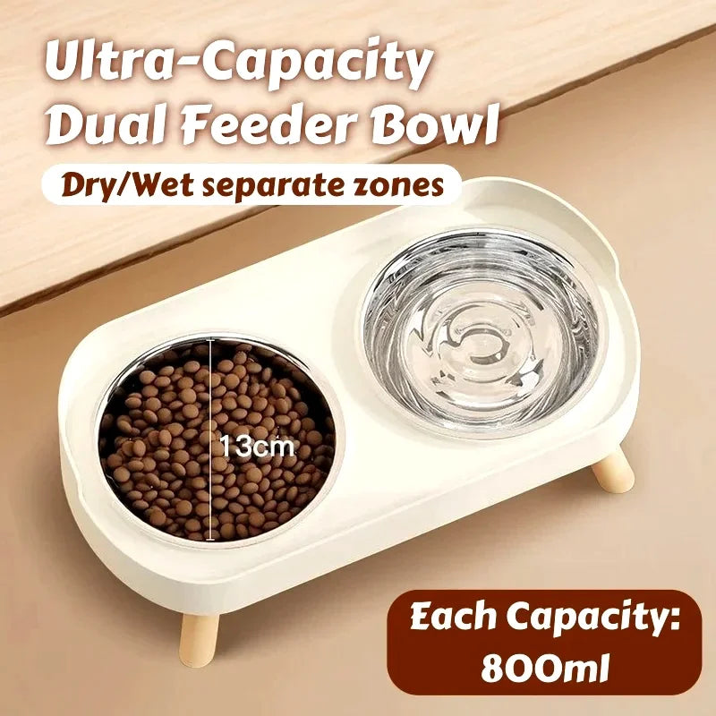 Colorful Elevated Pet Feeder: Dual Stainless Steel Bowls with Neck Support