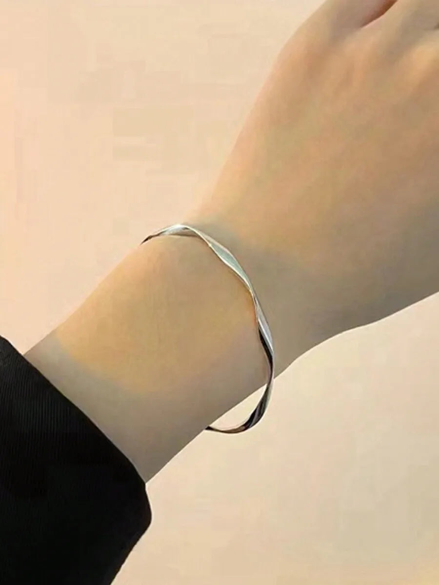Mint Blue Twisted Adjustable Cuff Bangle For Women Fashion Jewelry