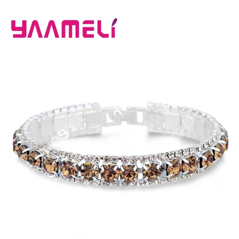 Top Sale 925 Sterling Silver Bracelets Full AAA Zircon Austrian Crystal Bangles