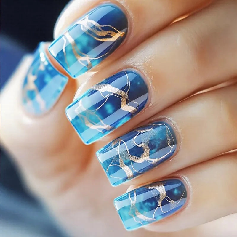 24pcs Press on Nails Flower Design Mid-length Ballet False Nail