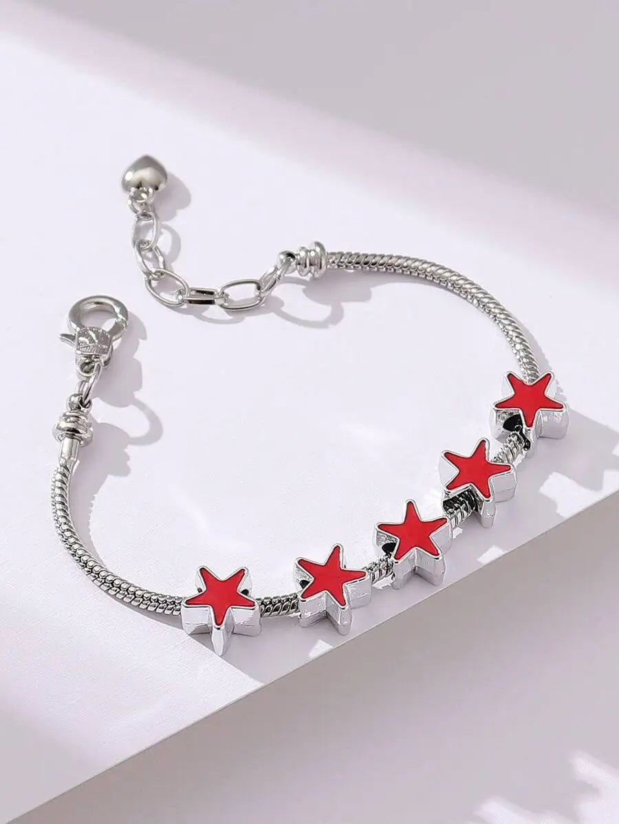 Cute Simple & Stylish Five-pointed Star Shaped Personalized Chain Bracelet For Women