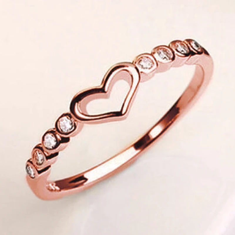 Gorgeous Heart Rings with Shiny Cubic Zirconia Exquisite Daily Wear
