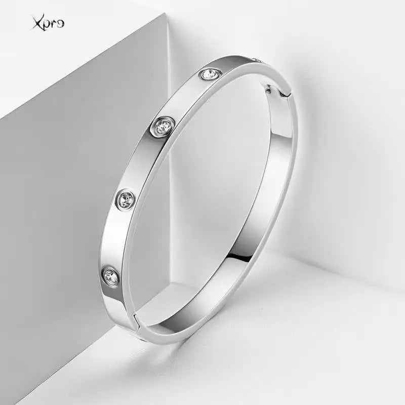 Elegant Stainless Steel Bracelets Woman Golden Crystal Luxury Jewellery