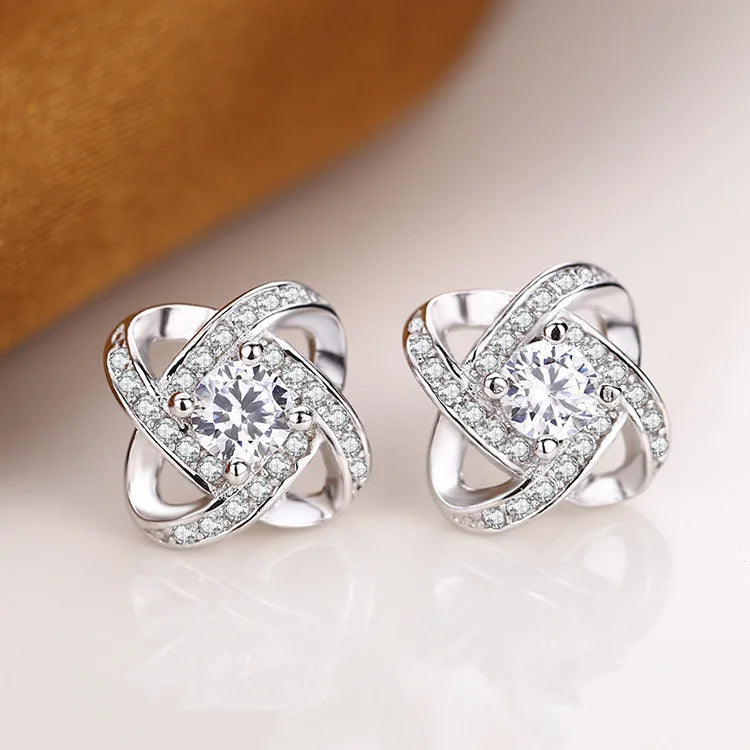 Elegant 925 Sterling Silver Zirconia Earrings For Women