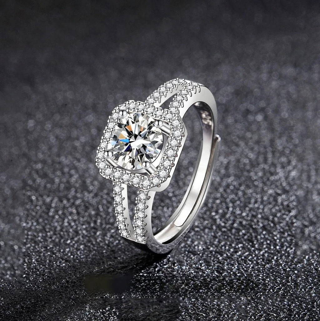 Luxury 925 Sterling Silver Plated Ring Sparkling Cubic Zirconia Elegant