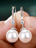 Elegant White Faux Pearl Drop Earrings For Women