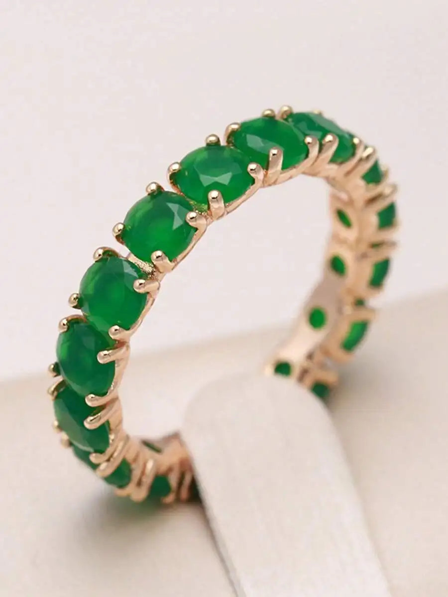 Bohemian Style Black Cubic Zirconia Full Eternity Ring For Women