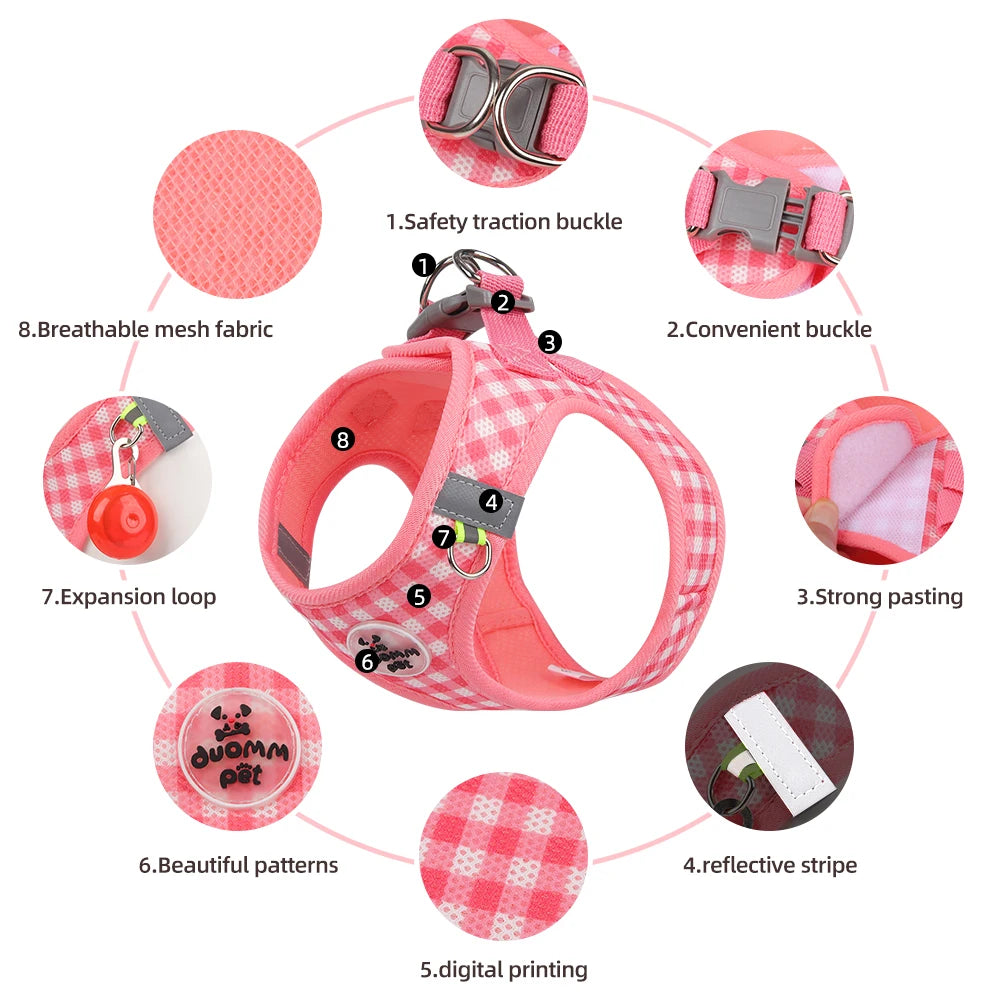 Beautiful Harness Small Medium-Sized Dog Cat Reflective Breathable