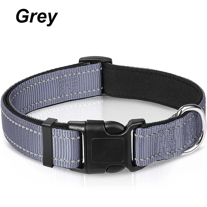 Reflective Dog Collar For Medium Large Dogs Soft Neoprene Padded Nylon Sturdy Adjustable Pets Collar for Medium Large Dogs