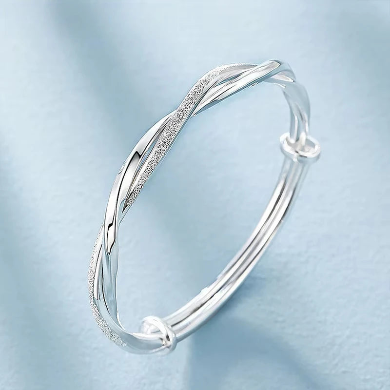 Beautiful 925 sterling silver original pretty weave bracelets for women Adjustable size