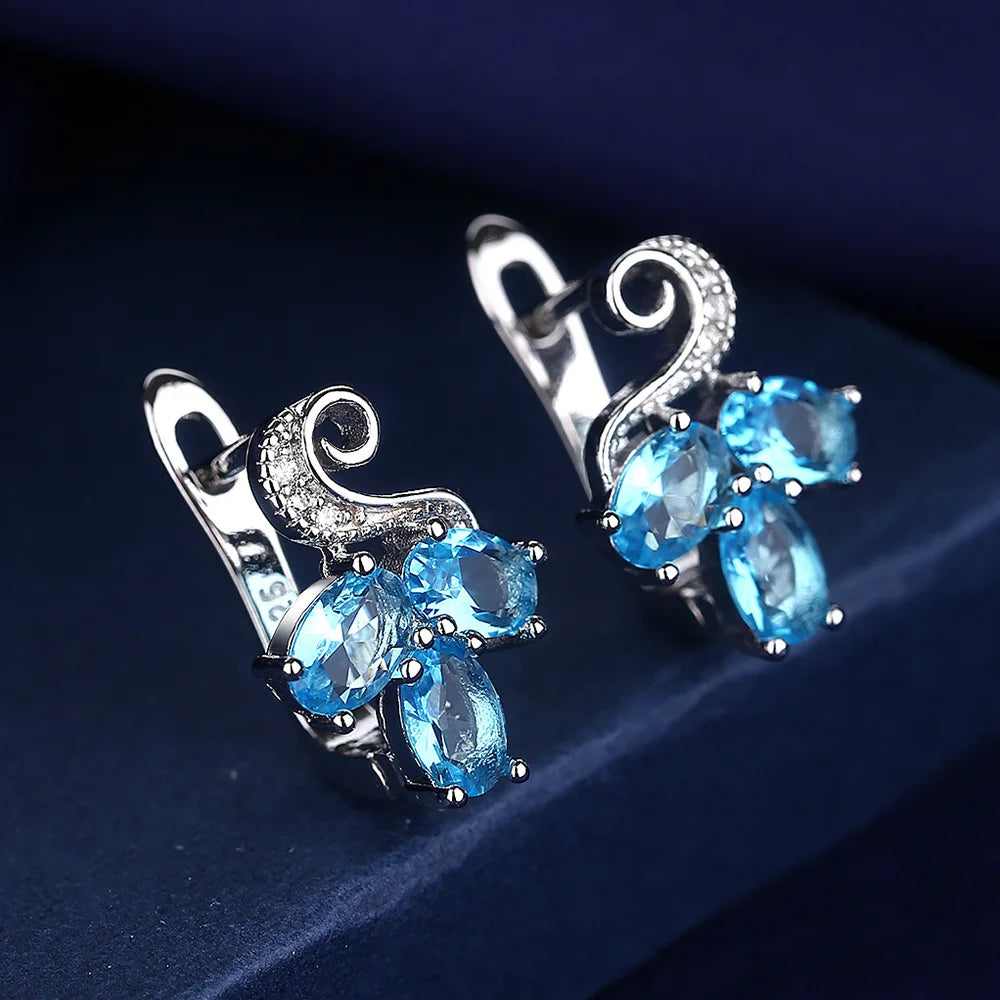 Luxury 925 Sterling Silver Earrings  High Quality White Zircon Earrings