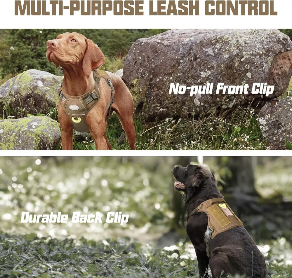 No Pull Tactical Dog Harness for Large Dogs, Adjustable Reflective K9 Working Training Vest