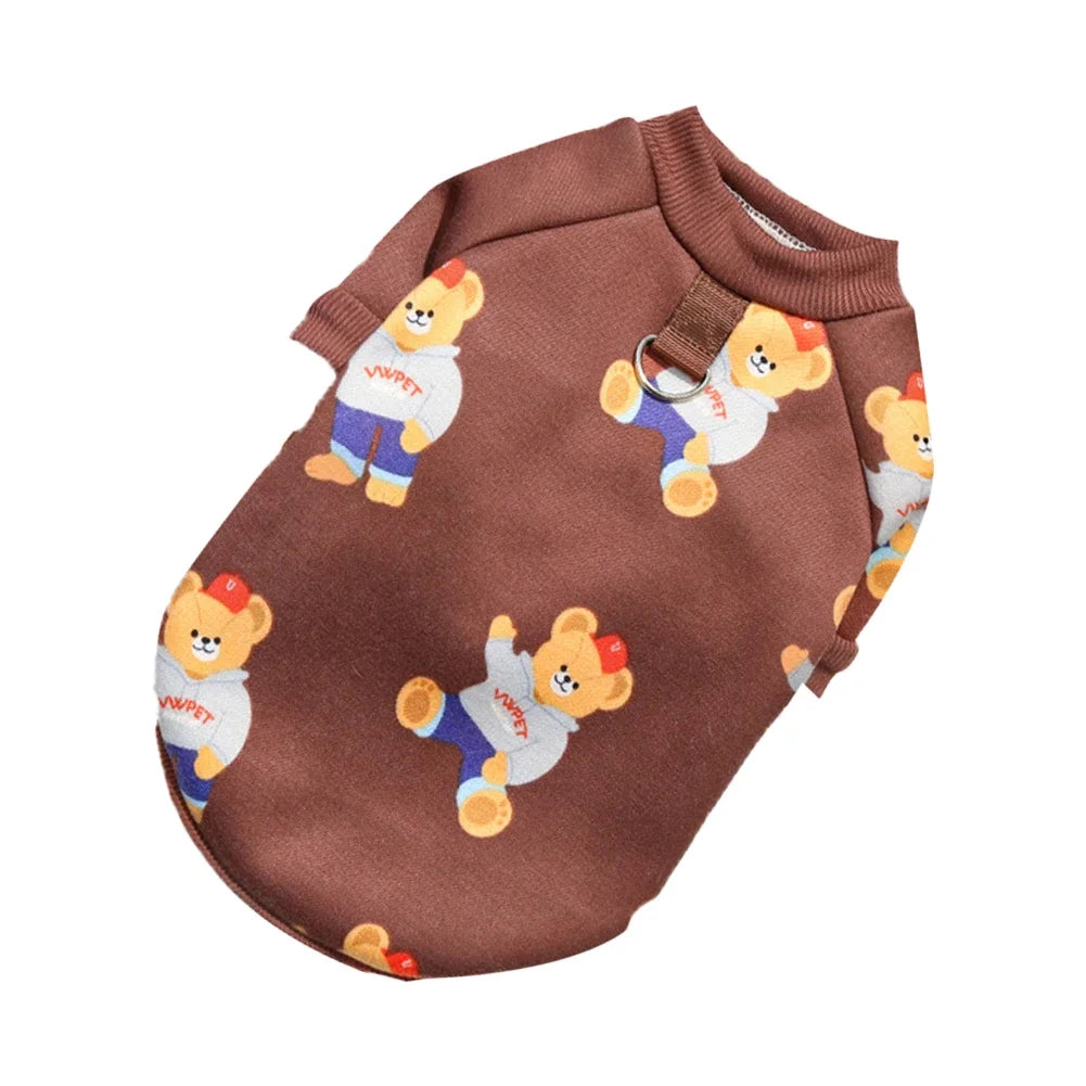 Universal Bear Pattern Pet T-shirt Pure Cotton Soft Breathable Dog Shirt for Medium to Large Dogs