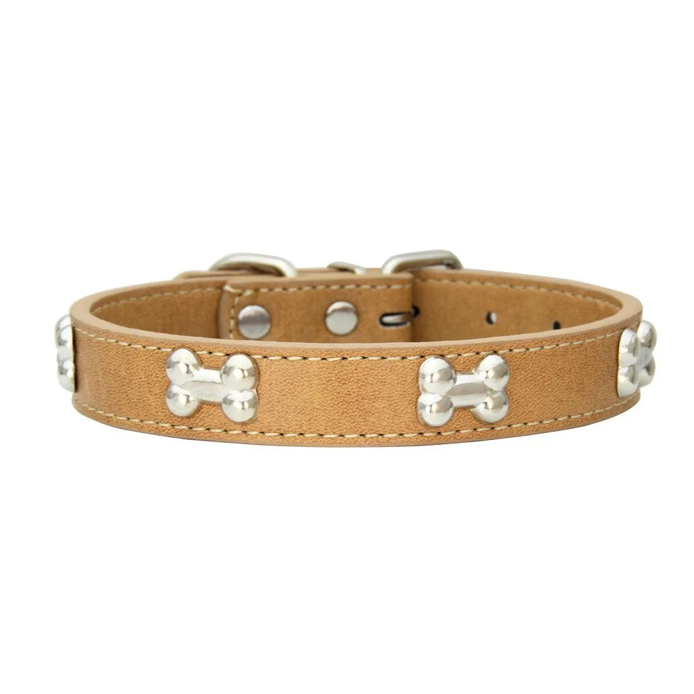 Bone Pattern Collar Durable Adjustable Small Dog Puppy Cat Safe PU Leather